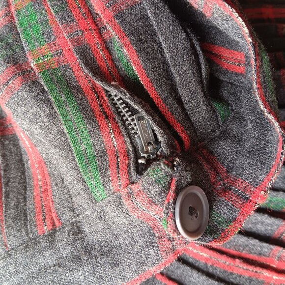 Vintage Women's Skirt Pleated 27W 1950s Shadow Plaid Sock Hop Wool Atomic 27" Sm - Picture 8 of 8